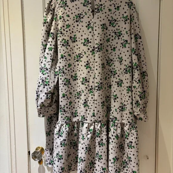 ASOS Design Floral Dress Size 14 3/4 Sleeves Textured Crepe - Picture 5 of 10